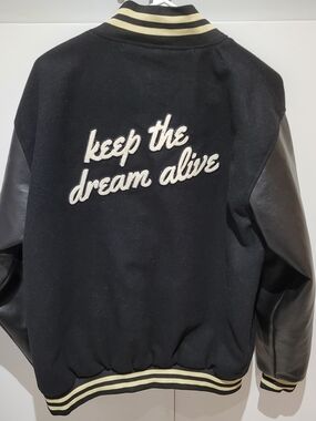 LUG Varsity Jacket 'keep the dream alive' Leather/Quilted Satin Interior, Large